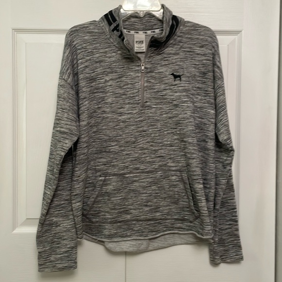 PINK Victoria’s Secret Quarter Zip Sweatshirt Top with Kangaroo Pockets - Picture 1 of 12